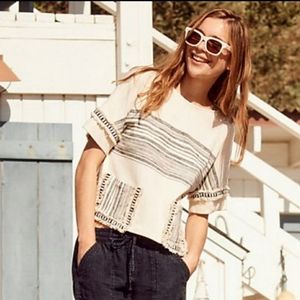 Eva Franco Cream Tee with Black Stripe Detail